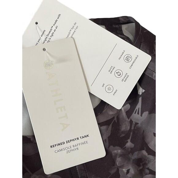 Athleta Zephyr Refined Tank 2X Womens Black Lumen Floral Lightweight Stretch UPF - Picture 7 of 12